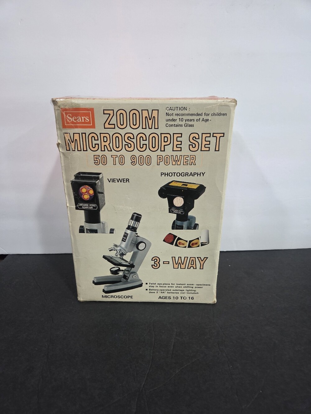Sears Zoom Microscope Set 50 to 900 Power - White/Gray